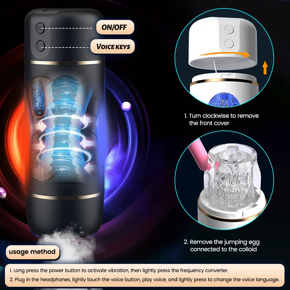 Men's Masturbator Pocket Pussy Automatic Male Masturbation Cup Intelligent Voice Penis Training Vibrator Sex Toy Joinjjtoy